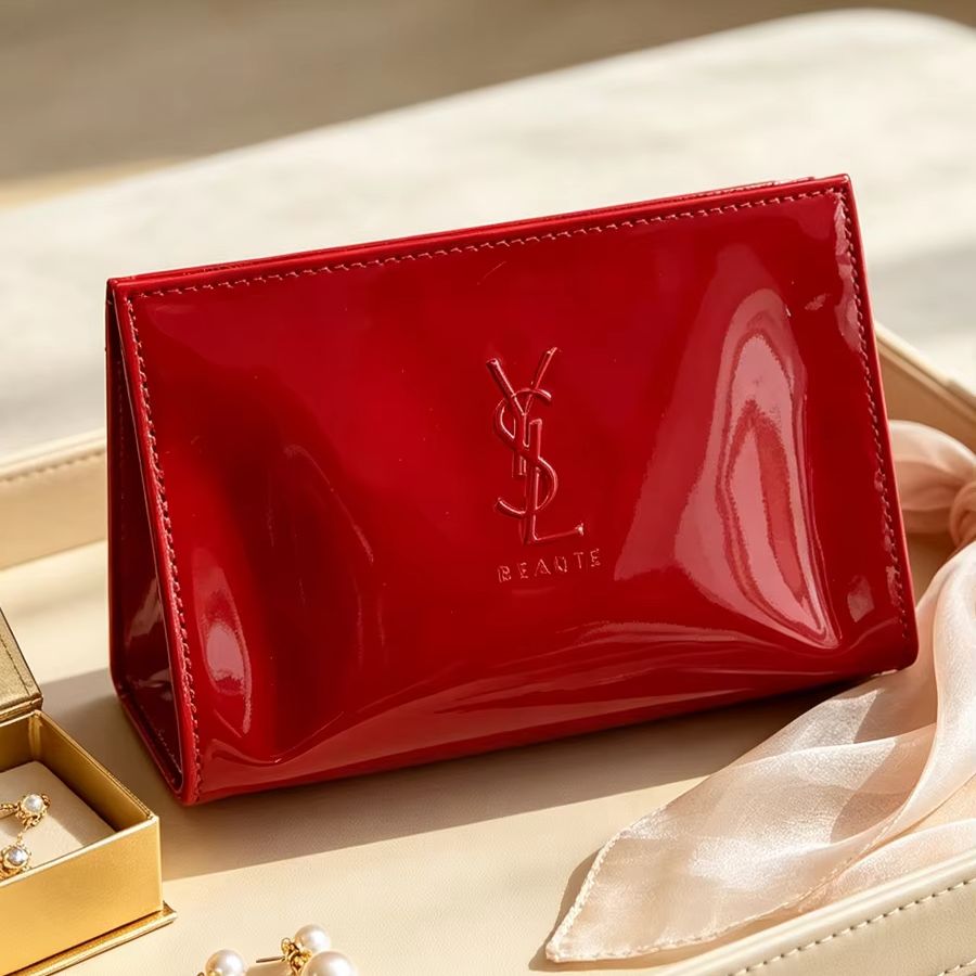 Luxury Skincare Logo - YSL Red Patent Leather Mini Cosmetic